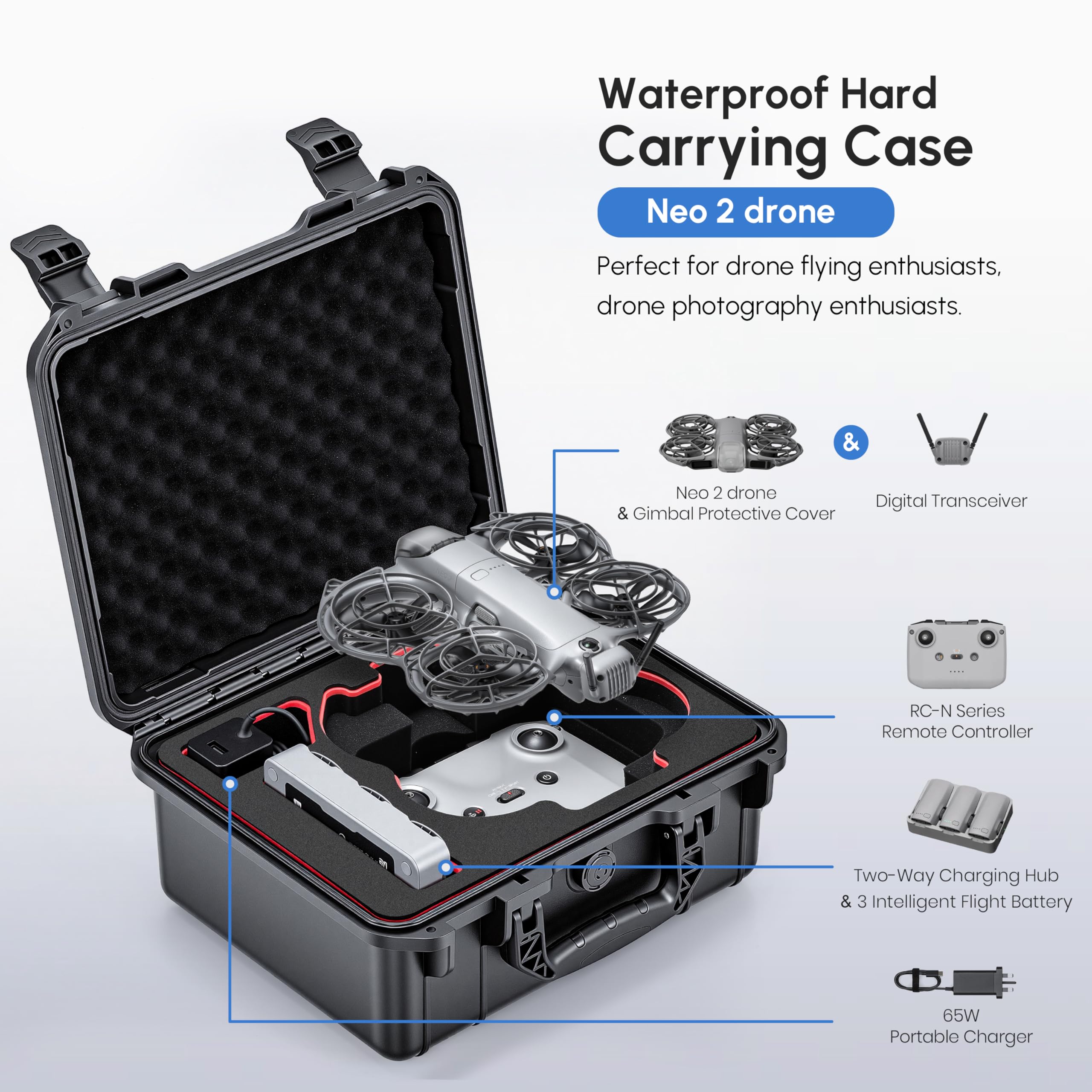 Drone Neo Rc - NEO 2 Hülle, Wasserdichter Hartschalenkoffer für